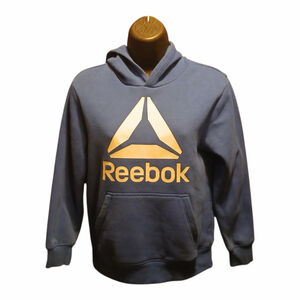 Reebok Women’s Hoodie Blue Logo Pullover Pocket Size Y M (Fits Women’s S/M)